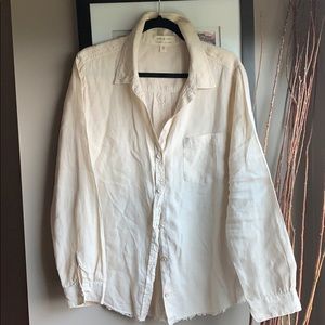 Linen fringed bottom blouse